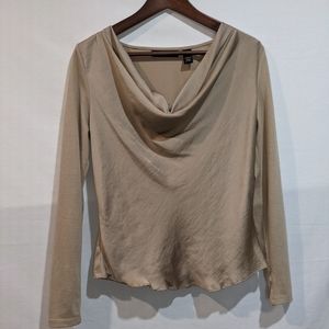 Elegant I.N.C. International Concepts Cowl Drape Neck Beige Blouse Size 4